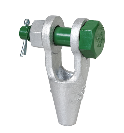 GREEN PIN OPEN SPELTER SOCKET WITH SAFETY BOLT 1/4" (SKGOS007SB)