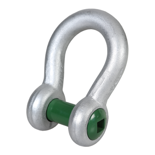GREEN PIN FISHING BOW SHACKLE WITH SQUARE SUNKEN HOLE (FLUSH PIN) 1-1/8” (GPGHVV28)