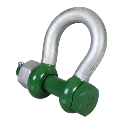 GREEN PIN POLAR BOW SHACKLE WITH SAFETY NUT AND BOLT 1-1/4” (POGHMB32)