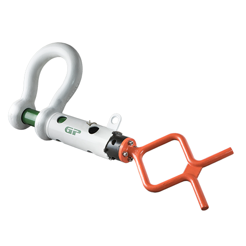GREEN PIN GUIDED PIN ROV SHACKLE WITH F HANDLE 1-1/2" (POGHBB38ROVSFF)