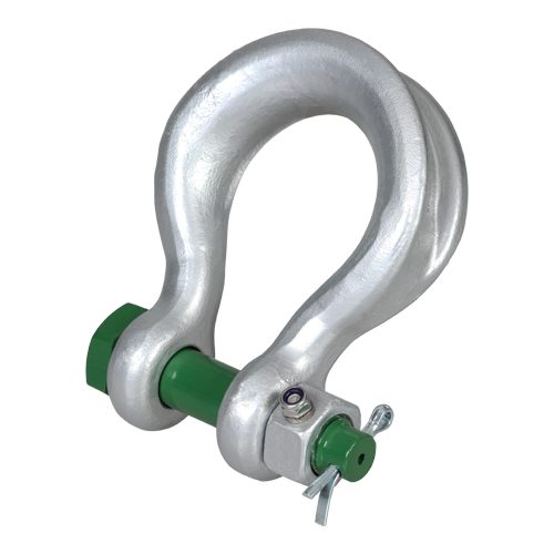 GREEN PIN SLING SHACKLE WITH SAFETY BOLT AND FIXED NUT 2-11/16" (SLGPF0075FN)