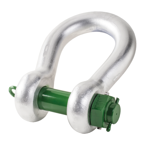 GREEN PIN HEAVY DUTY BOW SHACKLE WJTH SAFETY BOLT AND FIXED NUT 3-3/4" (HDGPHM0120FN)